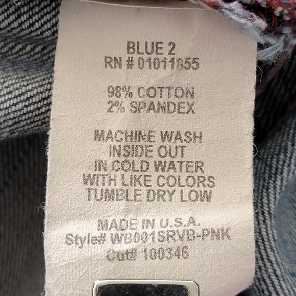 Blue 2 Medium Wash Pink Stitching Distressed Flare Denim Jeans - Picture 14 of 14